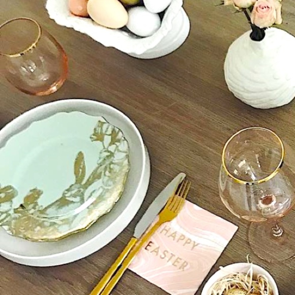 Mint green easter plates. Set of 5